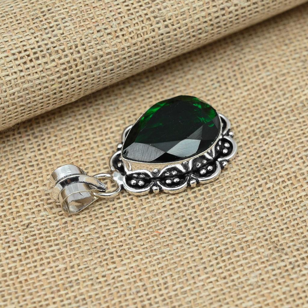 Подвеска из драгоценного камня ручной работы из стерлингового серебра 925 пробы Chrome Diopside для нее