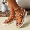 Fashion 2025 Female Shoes Open Toe Women's Sandals Plus Size Casual Sandals Women Round Toe Narrow Band Wedges Ladies Shoes