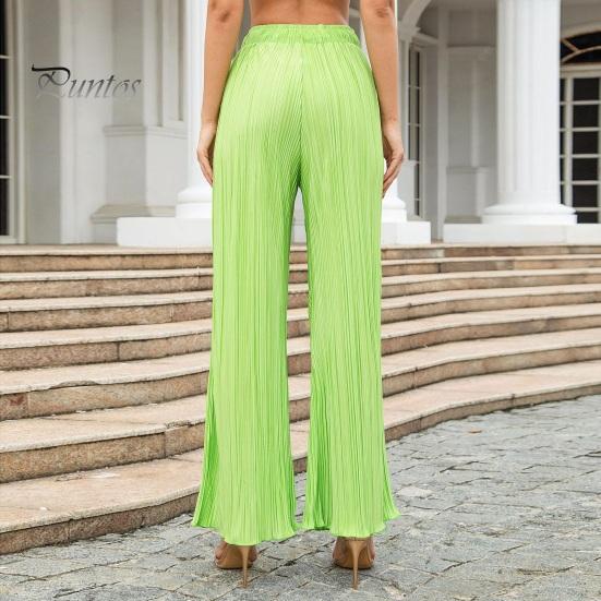 Женские повседневные брюки с эластичной резинкой на талии, длинные брюки с регулируемым шнурком, плиссированные тканевые свободные брюки, уличная одежда