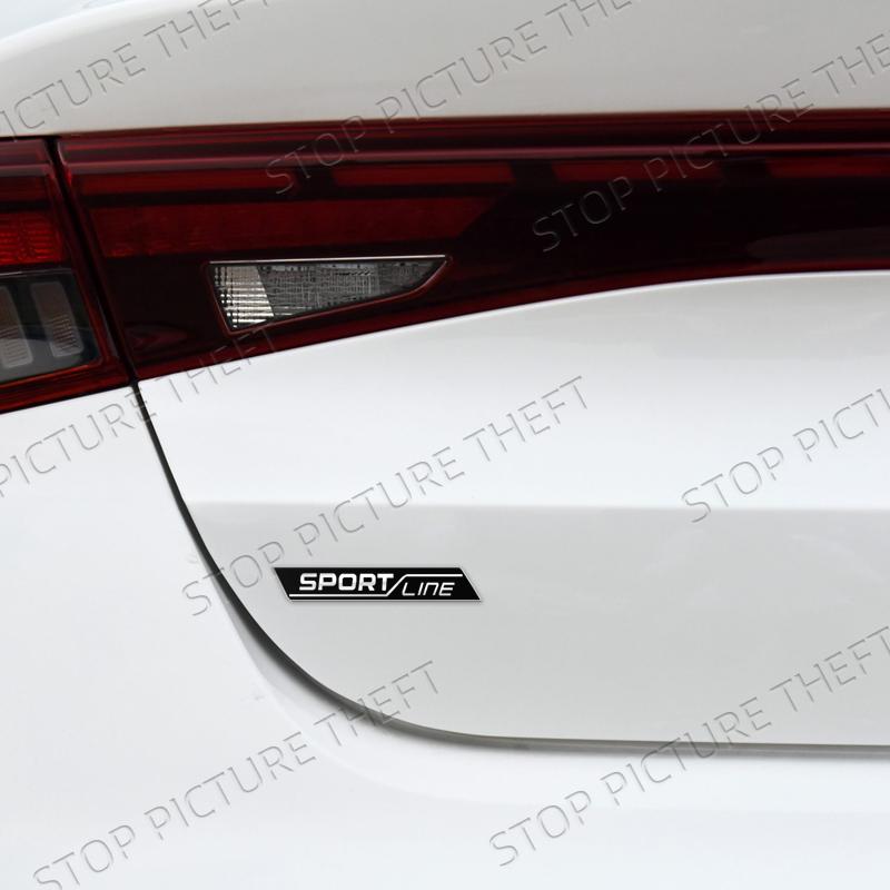 JBIW9 Metal Alloy Sport Line Logo Car Grille Badge Trunk Sticker Decoration Emblem For Skoda Fabia Octavia Citigo Rapid Kodiaq Karoq