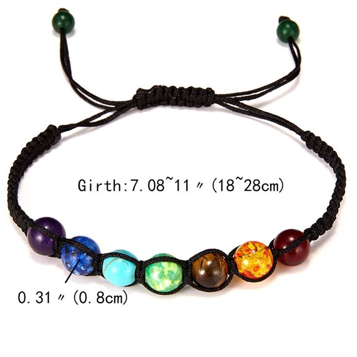 1 упаковка, браслет из натурального камня с бусинами, браслет в виде чакры, регулируемая кружевная плетеная веревочная цепочка, браслет для йоги, ювелирные изделия LM