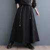 Черная хлопковая винтажная длинная юбка больших размеров с высокой талией, весна-осень-лето, повседневная свободная длинная женская юбка