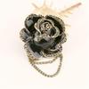 Camellia Brooch Oil Drop Badge Mourning Funeral Corsage Pin High-End French Elegant Clothes Scarf Accessory Tassel Chain Brooch