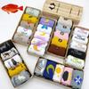 5Pairs/set Korean Women Style Long Socks Meia Fun Sun Moon Windmill Rainbow Pattern Cotton Socks