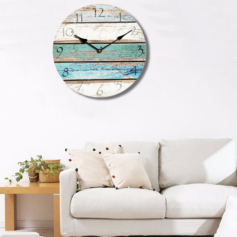 Винтажные настенные часы в стиле шебби-шик деревянные часы с римскими цифрами круглые кварцевые бесшумные подвесные настенные часы для гостиной домашний декор