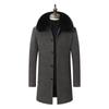 Men Wool Coat Autumn Cashmere Overcoat Thick Warm Winter Woolen Coats Mens Pea Coat Real Rabbit Fur
