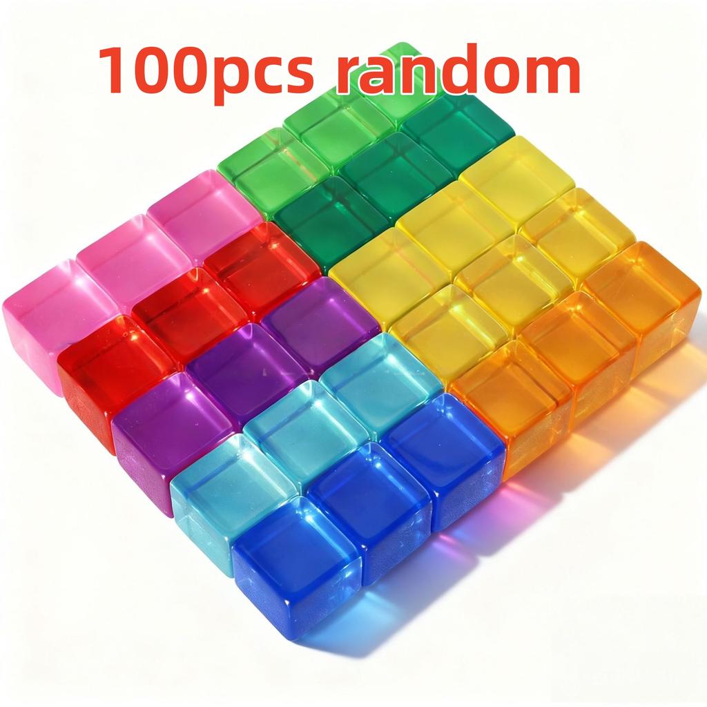 High Transparent Rainbow Crystal Acrylic Cubes Stacking Gem Blocks Sensory Building Blocks for Kids Learning Color Light Shadow