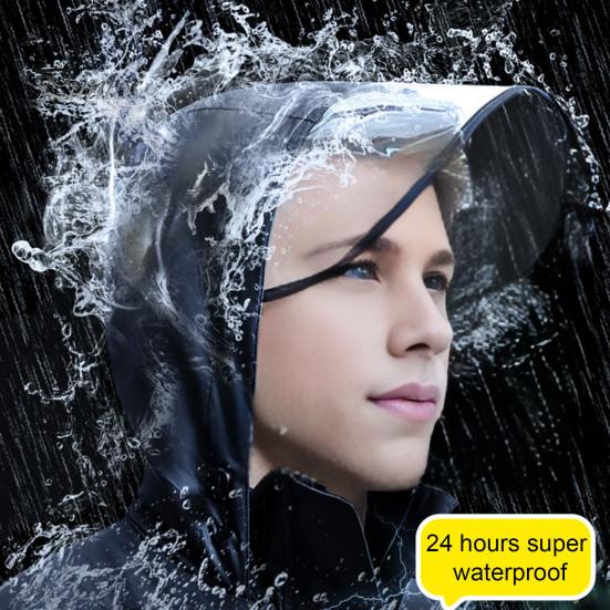 Комплект из 2 шт., плащ, брюки, мужской, женский, с капюшоном, длинный рукав, дождевик, эластичный пояс, длинные брюки, комплект, светоотражающие полосы, водонепроницаемый дождевик