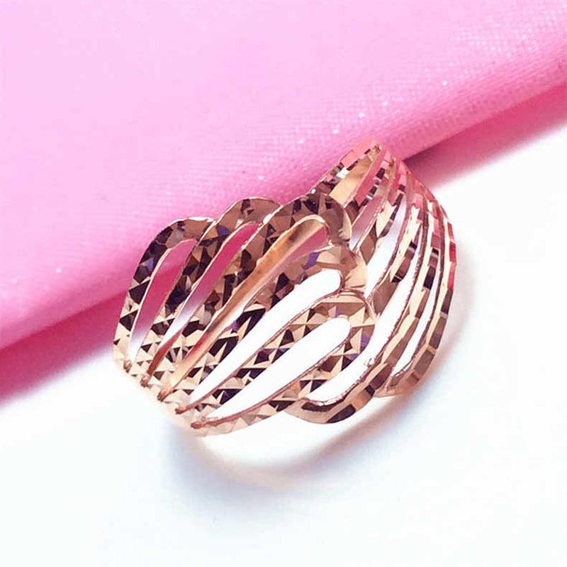 Россия 585 Пурпурное Золото Роскошное Полое Кольцо с Цветами Автомобиля Покрытое Цветом Розового Золота Золотое Ретро Кольцо Тренд