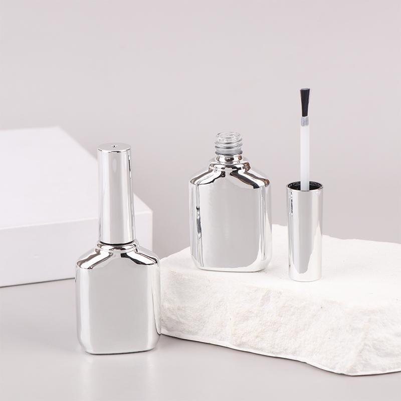 Пустые стеклянные флаконы для геля для ногтей объемом 15 мл, гальванизированные серебряные флаконы для лака для ногтей, флаконы для упаковки геля для ногтей