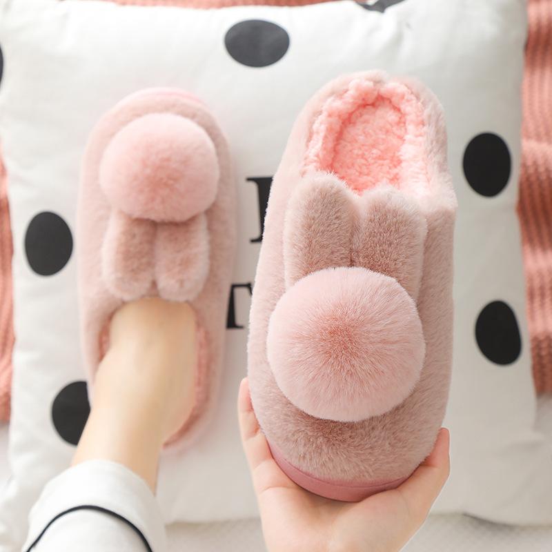 Cotton Slippers for Women, Winter Thick-soled Anti-slip Three-dimensional Plush Warm Home Slippers, Indoor Home Slippers