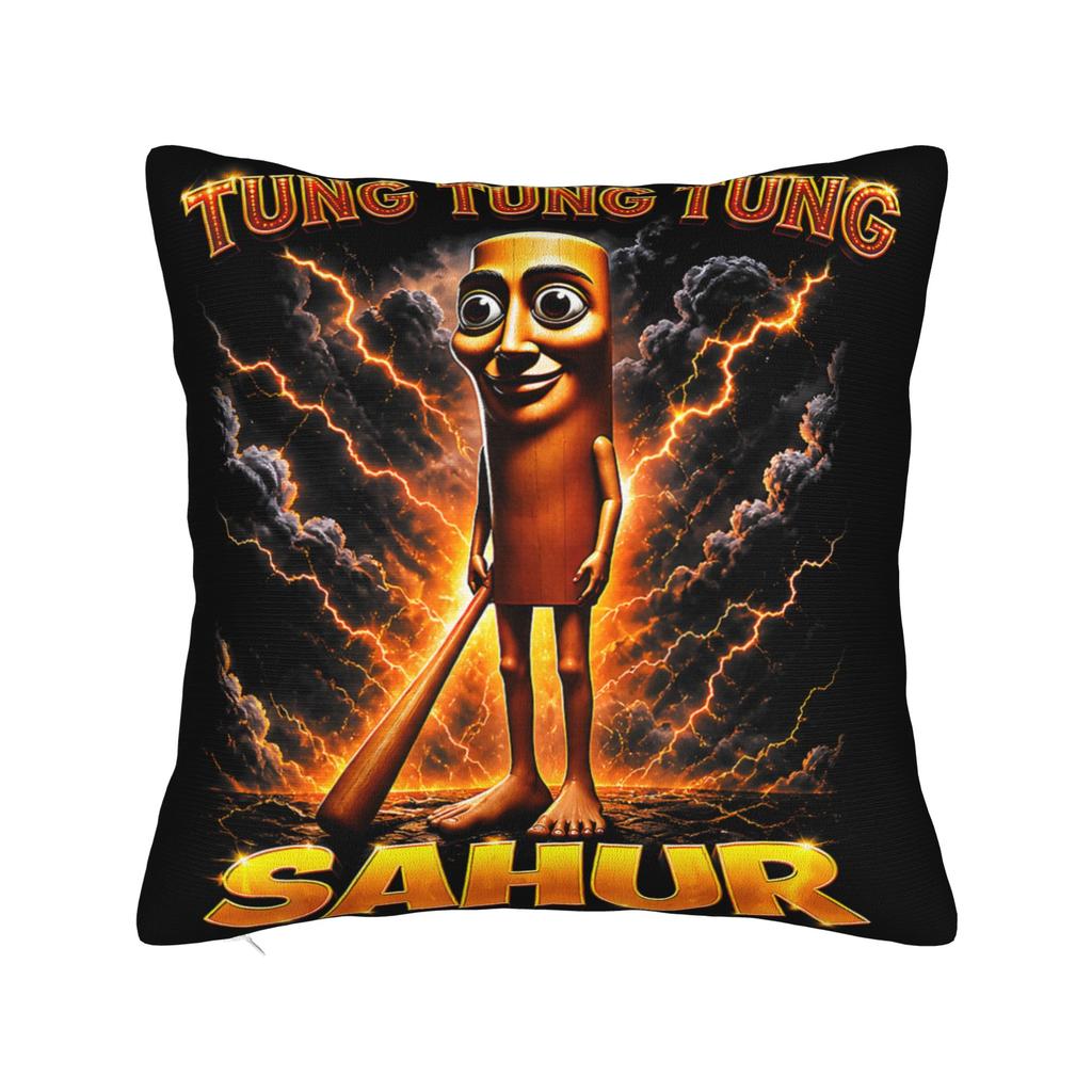 Pillow Case Tung Tung Tung Sahur John Pork Meme Brainrot Design  Pillow Cover For Office Car Home Decor Novelty Pillowcases