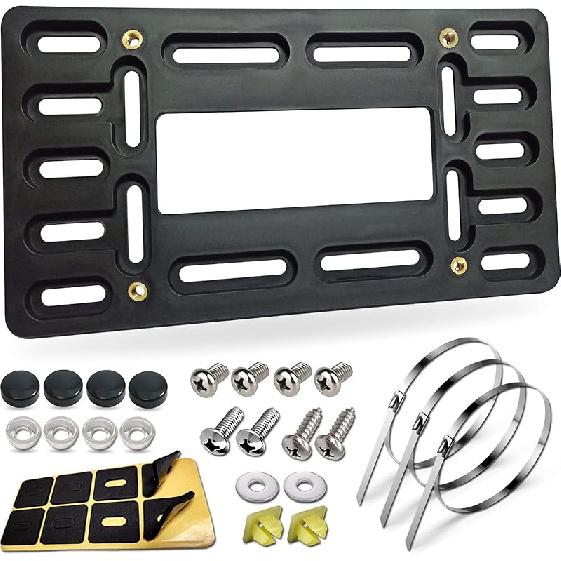 BGGTMO Front License Plate Mounting Kit- License Plate Bracket Holder Frame- Universal Bumper Car Tag Frame Mount Adapter With Stainless Steel Screw