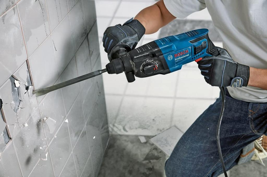 Боковой ограничитель глубины ударной дрели Bosch Professional, синий (чехол для переноски, ручка, в комплекте) ГБХ2-21
