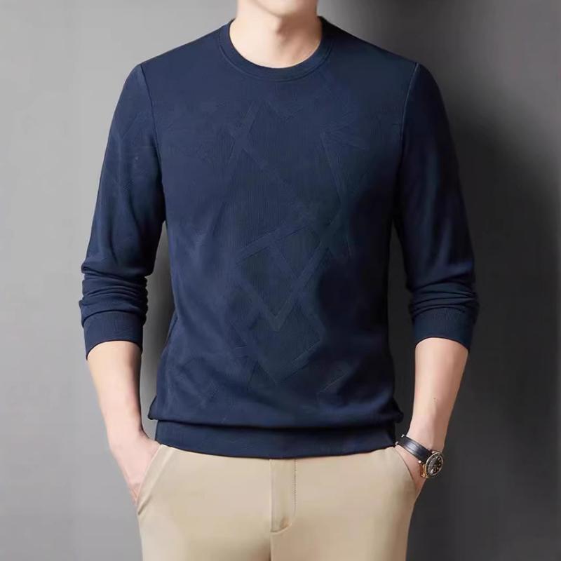 Новый мужской свитшот жаккардовый с круглым вырезом модный удобный повседневный и универсальный с длинным рукавом базовая футболка