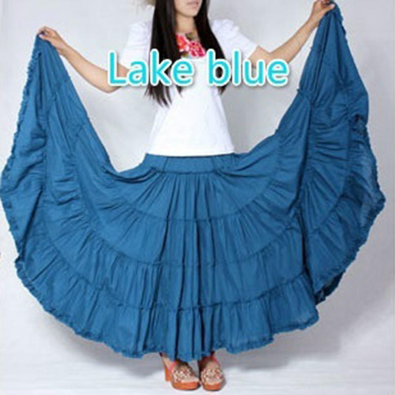 Женские длинные юбки ярких цветов, хлопковая Falda, женская повседневная пляжная юбка макси в богемном стиле с оборками