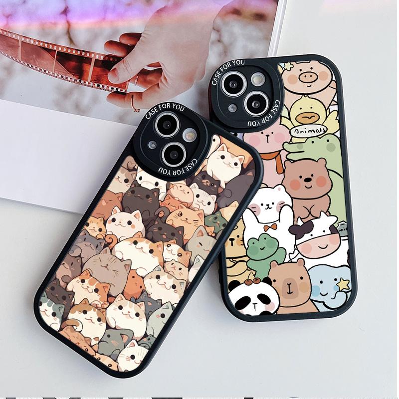 Гибкий мягкий силиконовый чехол с мультяшным цветным принтом и милыми животными и кошками, полная задняя крышка для iPhone Samsung Xiaomi Redmi