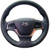 Ручная прошивка черная Кожаная нескользящая Накидка на руль автомобиля для Hyundai Elantra 4 2016 2017 Solaris 2017 Accent 2018