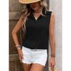 Летняя женская рубашка без рукавов, жилет на пуговицах, модная элегантная плиссированная рубашка, женская однотонная, с лацканами, простая свободная повседневная майка, женская одежда 3653