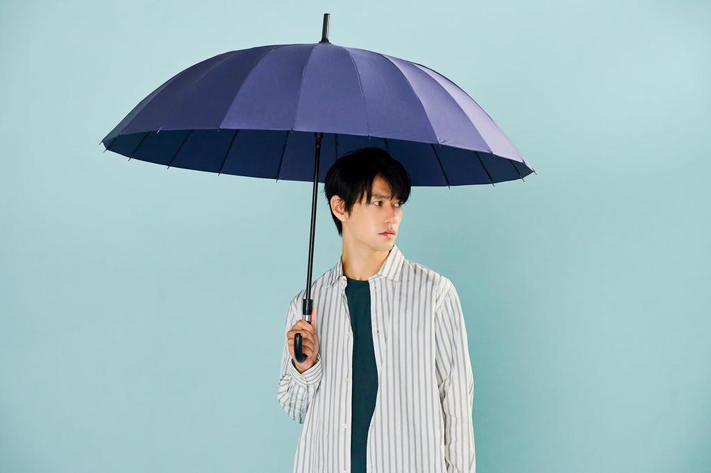 Зонт Waterfront Long Umbrella серии Thunder 20 Night Navy 70 см, который выдерживает сильный ветер и снег Тоямы.