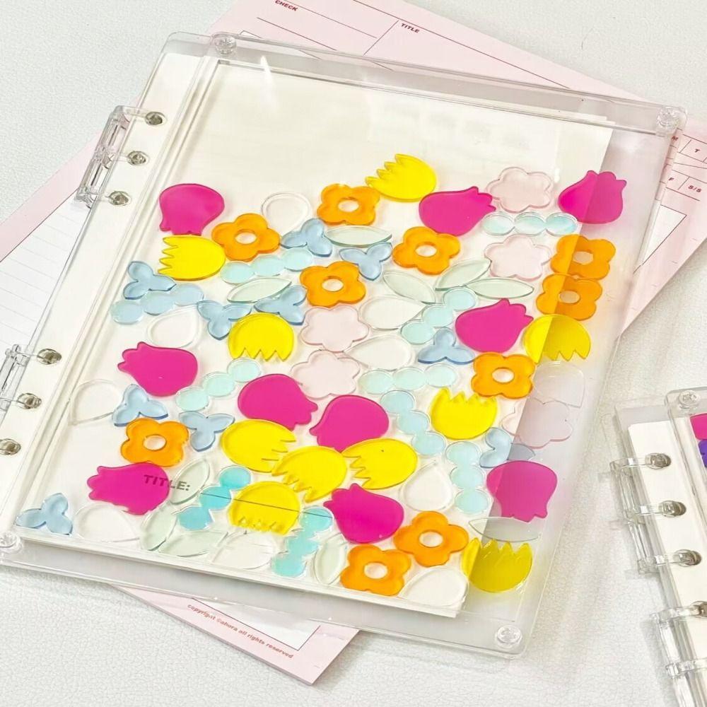 Detachable Flowing Flower/Heart Binder Notebook DIY Color Transparent Cover Loose Leaf Book A5/A7 Acrylic Diary Book Gift