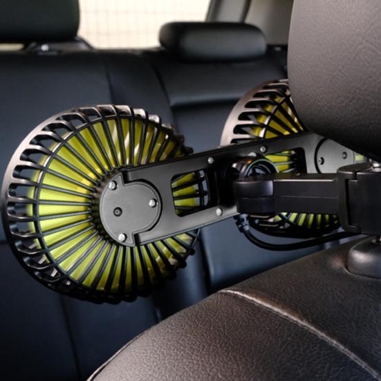 Автомобильный вентилятор охлаждения с вращающейся на 360 градусов двойной головкой, регулируемой скоростью, малошумный вентилятор для заднего сиденья, кондиционер, автозапчасти