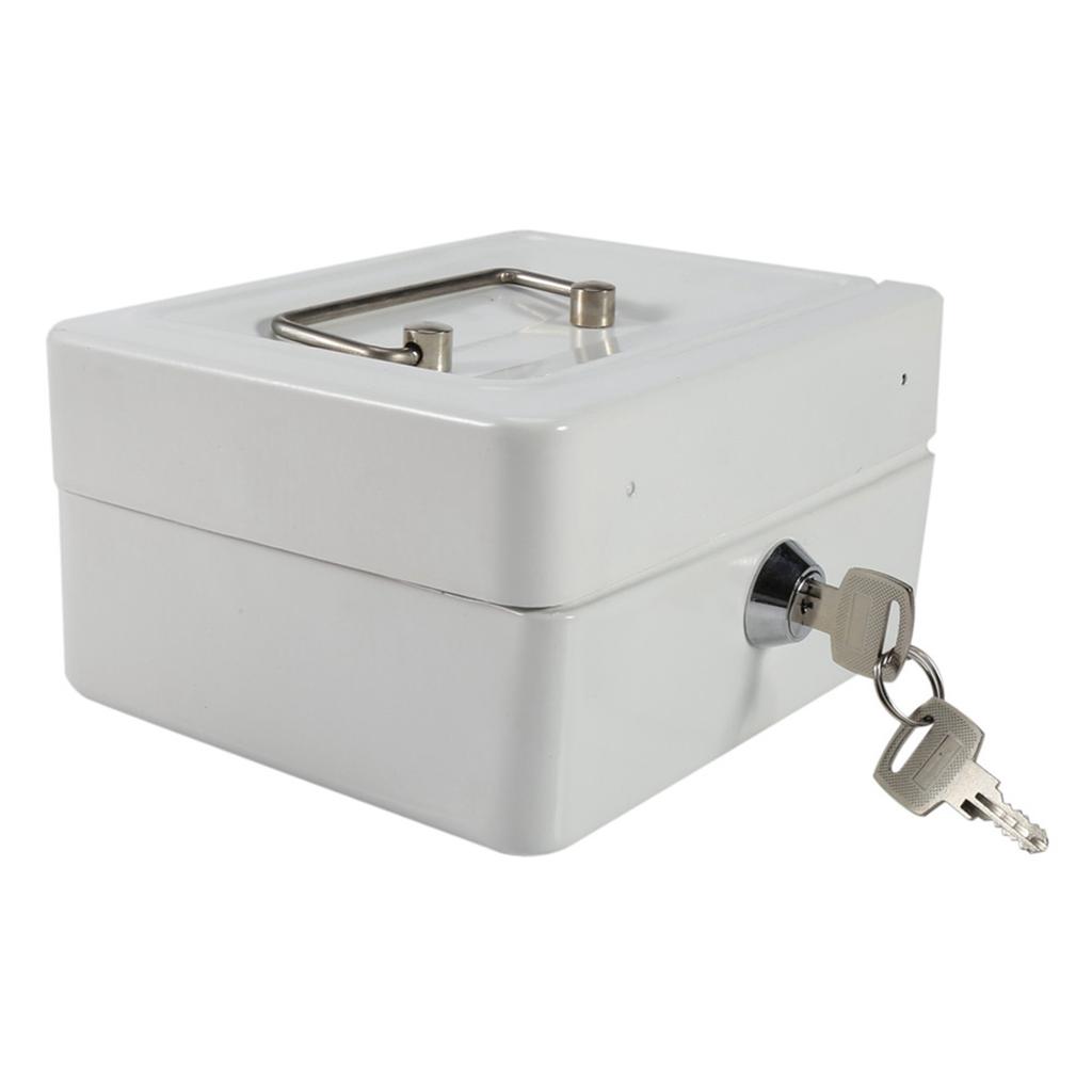 1 шт. Мини портативный железный запирающийся сейф для мелких денег и монет, сейф для хранения вещей, бытовой (белый)