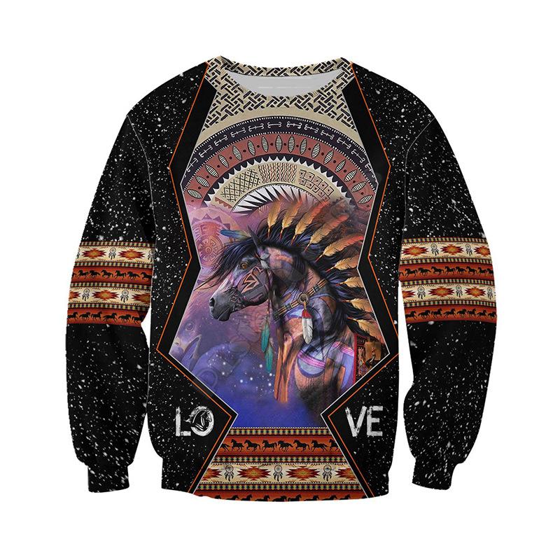 Свободный свитшот с круглым вырезом, креативный 3D-цифровой индийский принт, топ с длинными рукавами