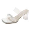 Fashion Sandals Women's High Heels 2025 Summer New High-end Fashion Versatile Crystal Thick Heel Sandals