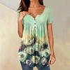 Women Tunic Tops Dressy Casual Summer Short Sleeve Shirts Loose Fit Pleated Boho Top