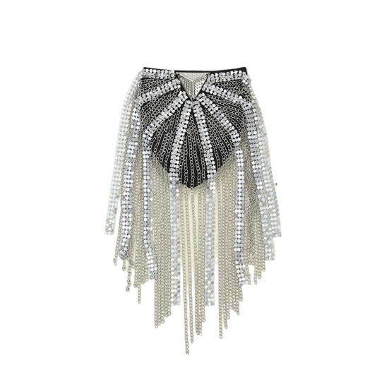 Shoulder Epaulet Long Tassels Metal Sequins Rhinestone DIY Elegant Men Women Shoulder Board Badge Brooch Business Suit Accessories