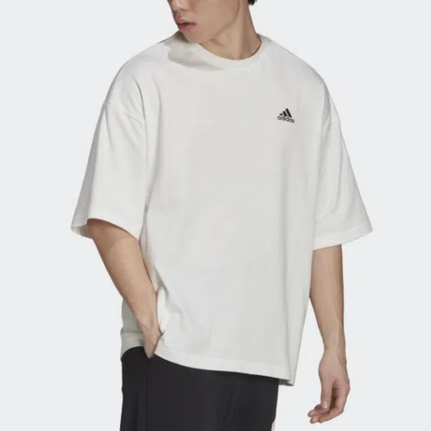 adidas Футболки Мужские Белые С Круглым Вырезом Умеренный Прямой Крой H61129