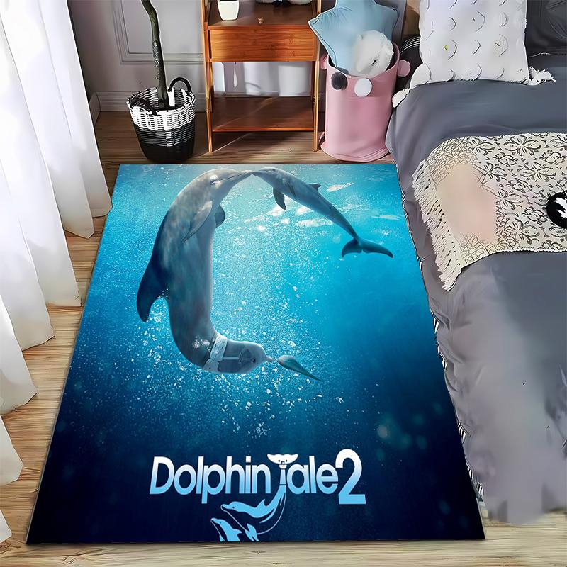 Dolphin Tale 2 Themed Carpet with Ocean Scene and Dolphins Suitable for use as an anti-slip for living room bedroom sofas