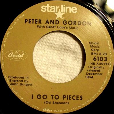 7-дюймовая пластинка PETER & GORDON, GEOFF LOVE & HIS OR - I Go To Pieces 6103 Capitol Records US Рок Б/У