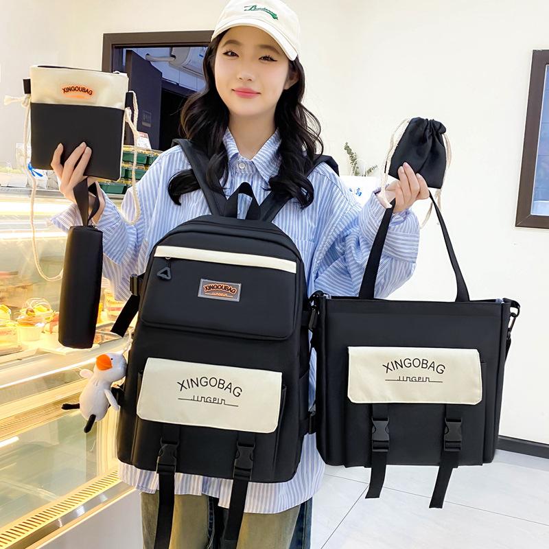 Студенческий школьный рюкзак с буквенным блоком, цветной женский рюкзак большой емкости, набор