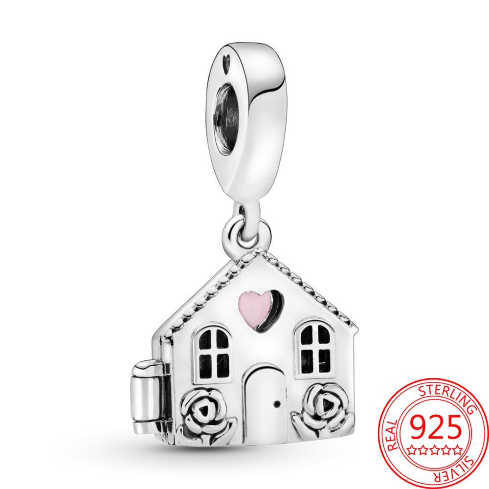 Новый S925 стерлингового серебра теплый семейный дом кулон шарм подходит модный момент браслеты и ожерелья Diy женские ювелирные изделия подарки
