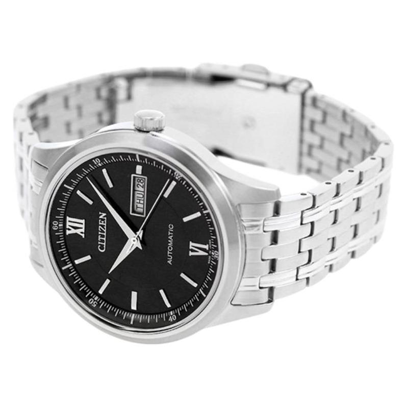 CITIZEN 100 meters waterproof automatic/manual mechanical movement Steel Strap men's watch black dial NY405062E