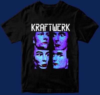 KRAFTWERK Группа Хлопок Короткий Рукав Черный Все Размеры Подарочная Футболка OM46