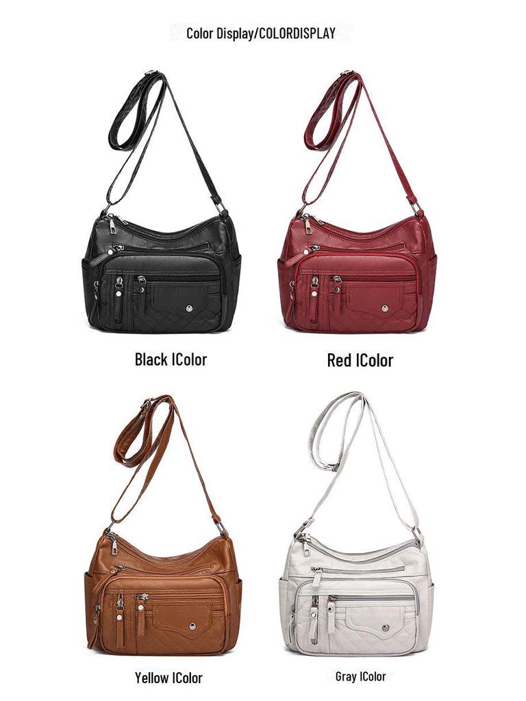 Женская сумка через плечо из мягкой кожи с несколькими отделениями