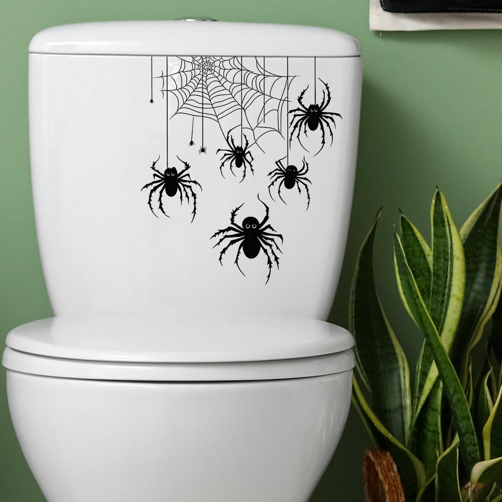 Spider Halloween Web Toilet Sticker Decor For Living Room Bedroom And Entryway
