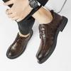 Модные мужские деловые туфли для свиданий, классические ретро-туфли с круглым носком, повседневные дышащие туфли-оксфорды для вождения из натуральной кожи для вечеринок