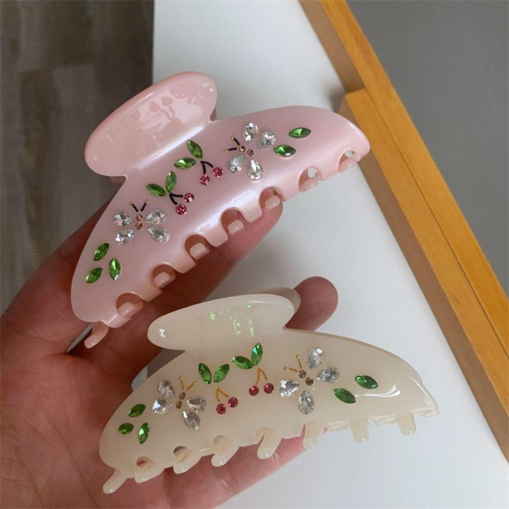Rhinestone Transparent Acetate Hair Claw Hair Clip Flower Hair Claw Acetic Acid Shark Clip  Girls