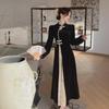 Retro Chinese Style Long Sleeve Cheongsam Dress - Slimming, High Waist, Plus Size for Spring and Autumn
