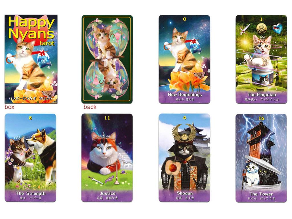Nichiyu Tarot Fortune Telling Nyans of Healing and Brought to You by the Star of 78-Card Cards, Rider-Waite-Smith Edition, [Authentic] [Happy Tarot]