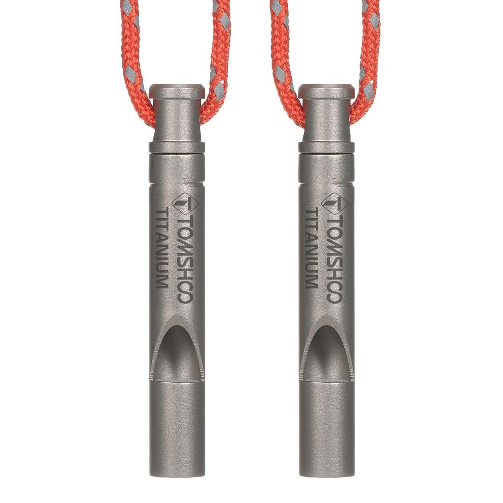 TOMSHOO  Titanium Emergency Whistle with Cord Outdoor Survival Camping Hiking Exploring Emergency Whistle
