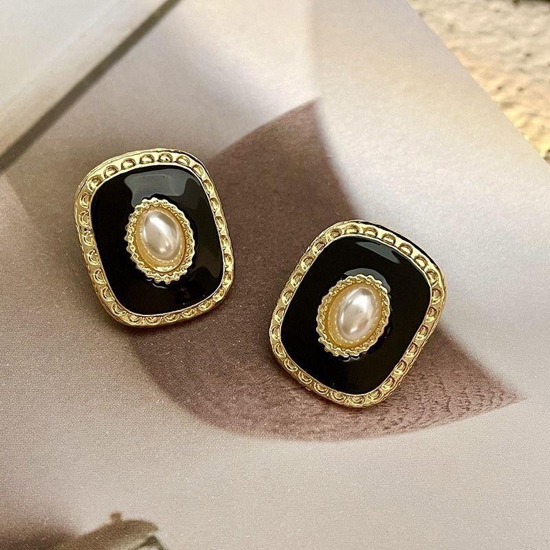 Винтажные серьги, элегантные кремово-белые геометрические овальные металлические серьги с капающим маслом для женщин, повседневные украшения