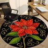 1pc Poinsettia Flower Chair Carpet for Office, Round Non-Slip Durable Large Size Office Carpet, Suitable for Office, Beautiful Decoration