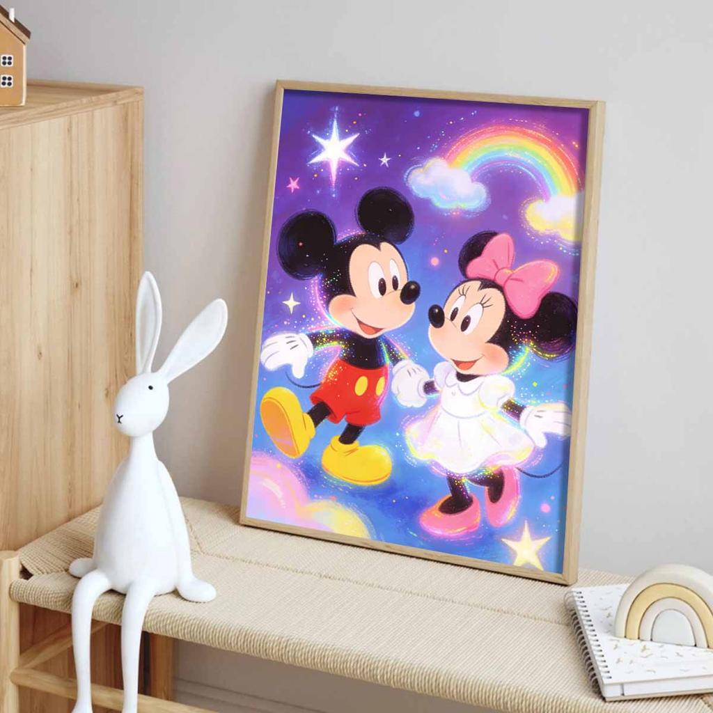 Disney Diamond Art Painting Kit Mickey Minnie Rainbow Stars Home Wall Decor Handmade Gift