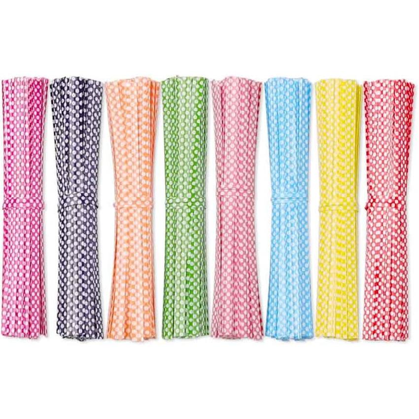 OWLFAVO 1200pcs Polka-Dotted Colourful Plastic Twist Ties with 1 Storage Box, 4 Inch Long 8 Mixed Colors, Bread Bags Ties for Candy Cookies Gift Bags