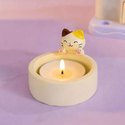 Подсвечник для кошки Милый котенок, греющий лапки, Подсвечник для чайной свечи, Смола, Мультяшный кошачий подсвечник, Украшение, Подарки для любителей кошек, Девушки, Женщины